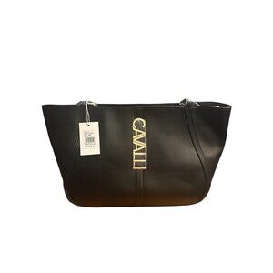 Cavalli Class Sandra Shopper Tote Bag Black Onyx Satchel Handbag NWT $118 MSRP